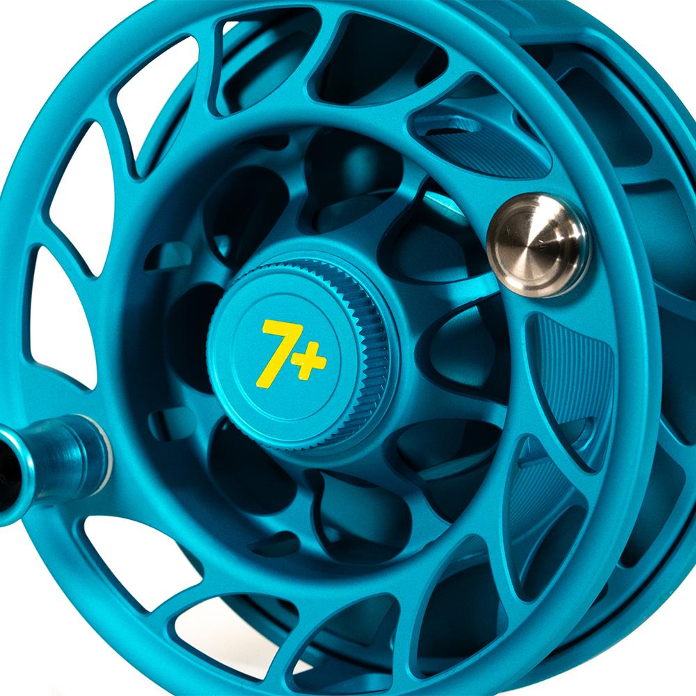 Hatch Outdoors 2024 Custom Kraken Reel 7 Plus in Matte Teal and Yellow